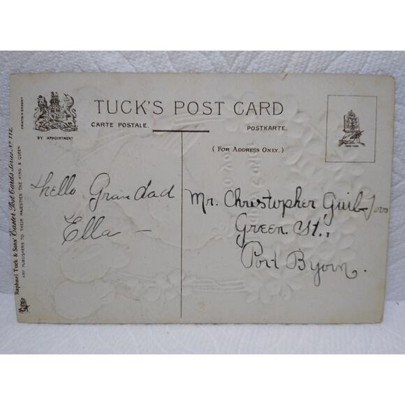 Tucks Easter Greetings Postcard Hen Baby Chicks Violets Series 112 TRIMMED Edge - Picture 2 of 2